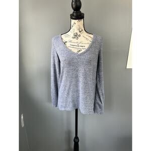 American Eagle soft & sexy plush blue long sleeve V-Neck shirt